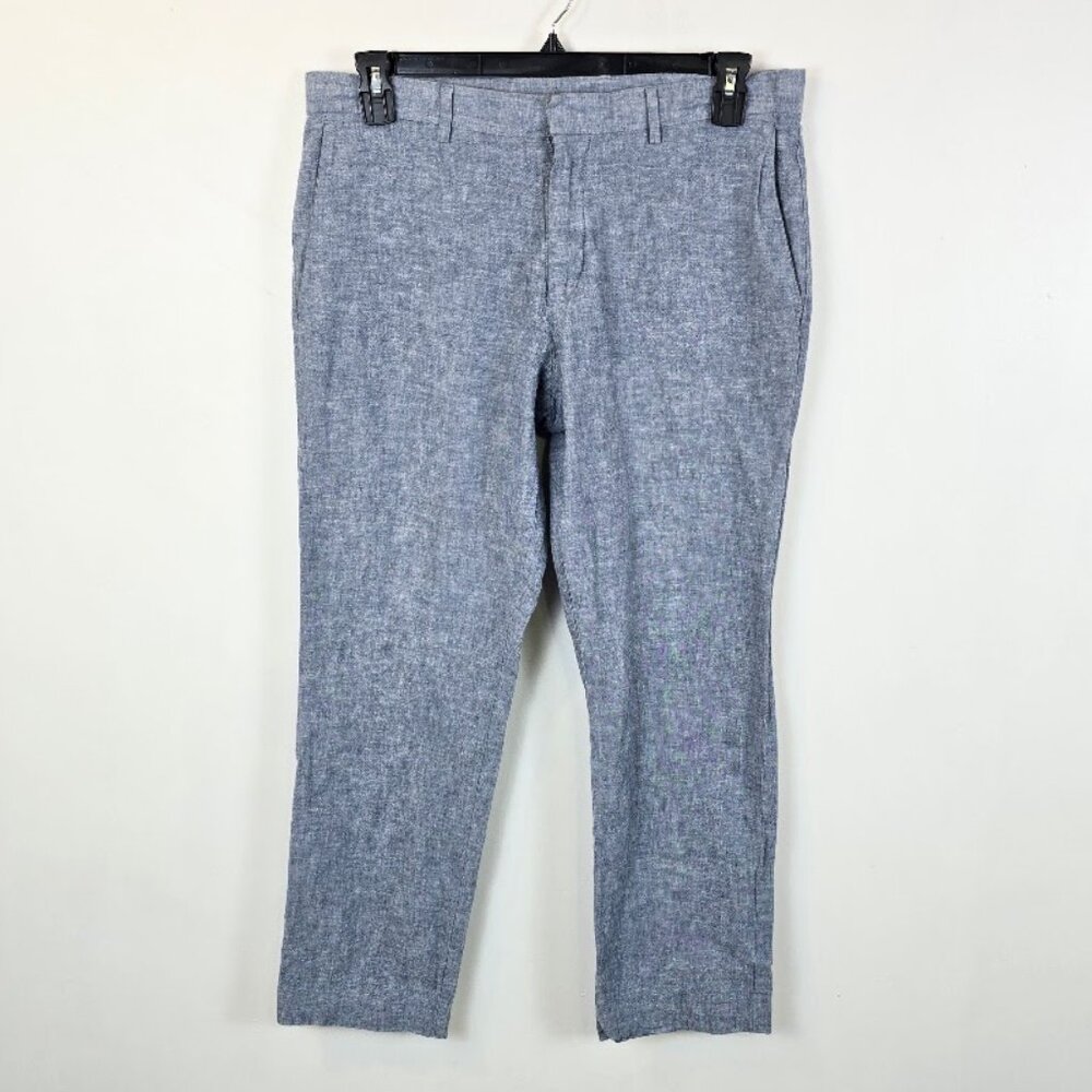 Perry Ellis Slim Fit Linen Blend Chambray Chino Pants - Picture 15 of 15